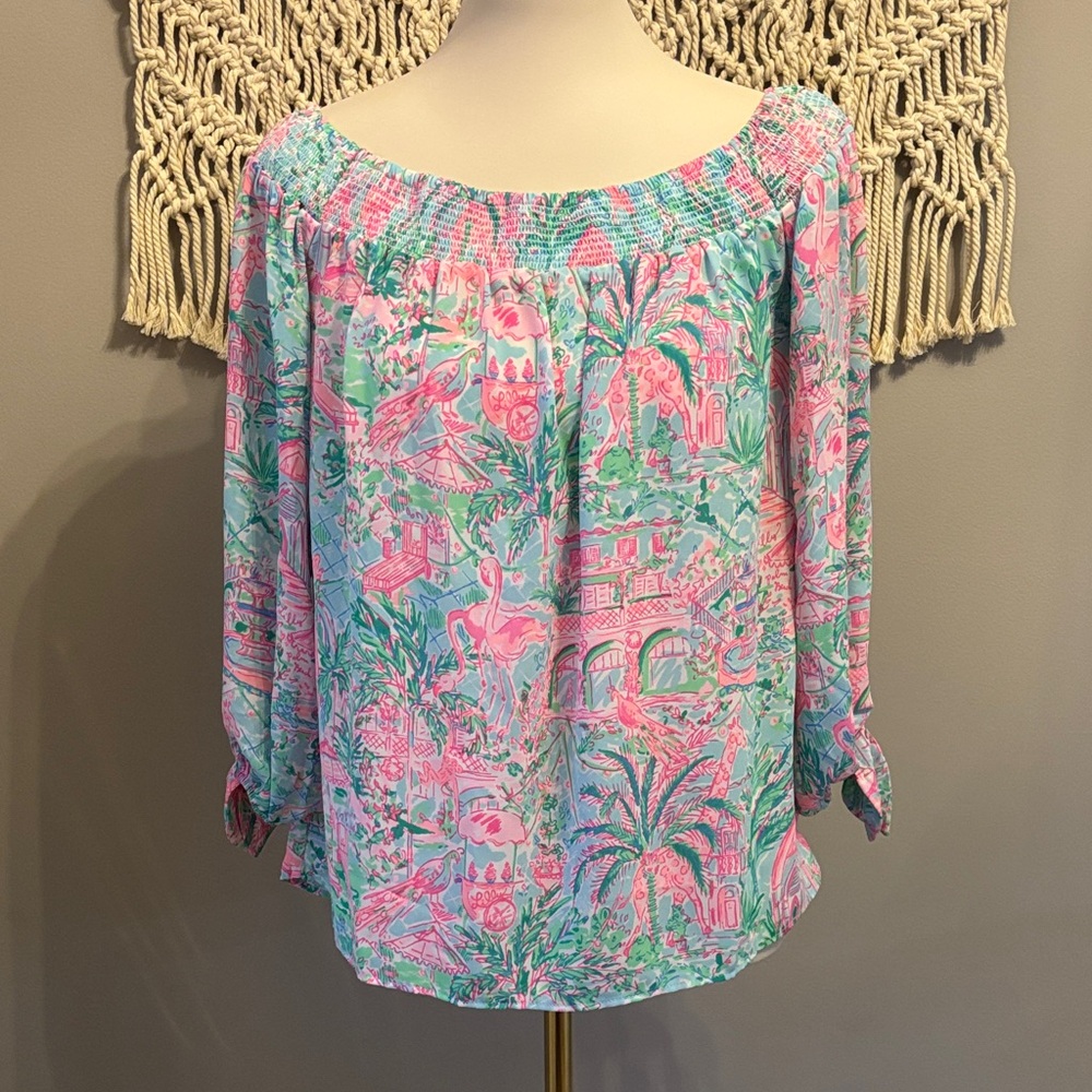 Lilly Pulitzer Pink and Blue Printed Blouse